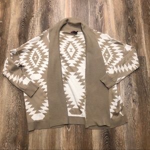 Tribal white and tan cardigan Medium